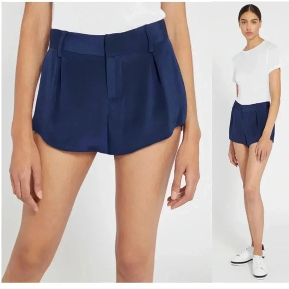 ALICE + OLIVIA NWT Navy Silk Butterfly Shorts 6 - Picture 2 of 10